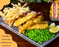 Fish and chips cu mazăre crocantă COMBO image