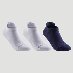 Set 3 Perechi Şosete Scurte Tenis RS160 Alb-Bleumarin Copii