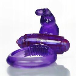 Rabbit Silicone Vibrating Cockring Purple