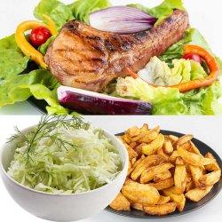 Meniu Cotlet de Porc + Cartofi Prăjiți + Salată De Varza image