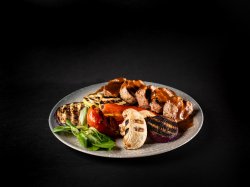 Pork Tenderloin with Guinness Sauce and grilled vegetables image