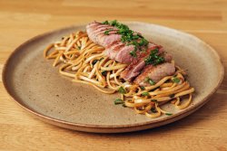 Duck breast with udon noodles image
