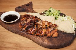 Crispy duck with hoisin sauce and pancakes image