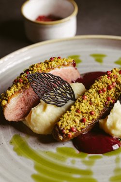 Duck breast with raspberry sauce image