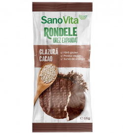 SanoVita Rondele Orez Expandat Glazură Cacao 66g