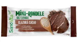 SanoVita Mini-Rondele Orez Expandat Glazură Cacao 24g