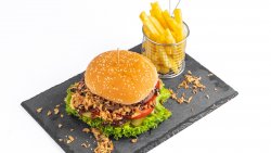Meniu burger vită și cartofi prăjiți image