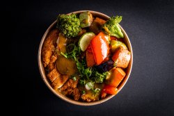 Curry pork donburi image
