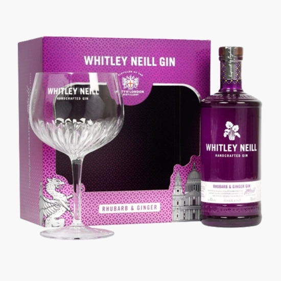 Whitley Neill Gin Rhubarb&Ginger 43% alc. 0.7l + pahar