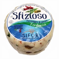 Brânză Pecorino proaspătă Sfizioso Fantasia cu măsline rucola și ardei iuți