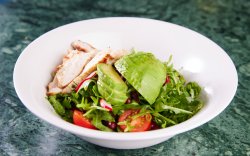 Red bean salad with avocado and grilled turkey breast image