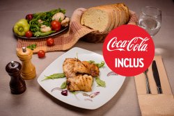 Pulpa dezosata de pui la grătar și cartofi aurii și suc (gama Cola) image