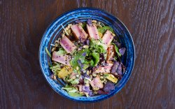 Mixed Green Salad with Tuna Steak, Citrus and Soy Dressing image