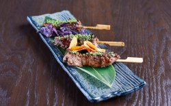 Yakitori Beef Skewers marinated in ginger soy image