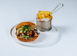 Pulled Pork Burger & french fries image