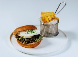 Veggie Halloumi Burger & french fries image