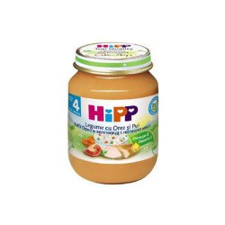 Meniu Bio pui cu orez și legume, +4 luni, 125 g, Hipp
