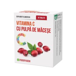 Vitamina C cu pulpa de măceșe, 30 tablete, Parapharm