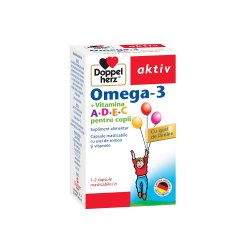 Omega 3 Vitamina A+D+E+C pentru copii, 30 capsule, Doppelherz