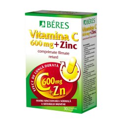 Vitamina C 600 mg + Zinc 15 mg, 30 comprimate, Beres