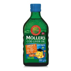 Omega 3 ulei ficat de cod cu aromă de tutti-frutti pentru copii, 250 ml, Moller`s