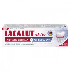 Pastă de dinți Lacalut Aktiv Protecție gingivală și Albire delicată, 75 ml, Theiss Naturwaren