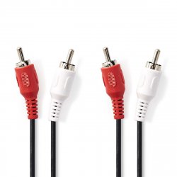 Cablu Audio Stereo Nedis, 2x RCA tată - 2x RCA tată, 2m, negru