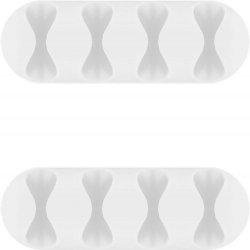 Cleme pentru gestionarea cablurilor cu 4 sloturi Goobay, set 2 bucăți, alb