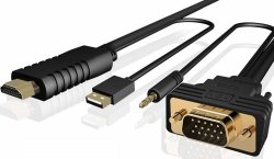 Cablu VGA cu audio și aliemntare USB la HDMI 1.8m