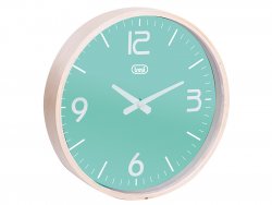 Ceas de perete cu quartz OM 3311 L, 25cm, carcasa lemn, turcoaz, Trevi