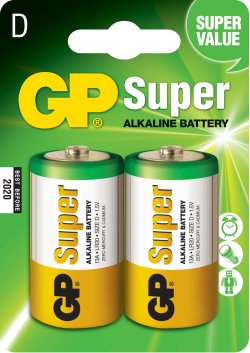 Baterie alcalina Super GP R20 (D) 2 buc/blister