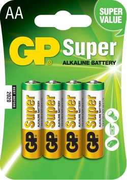 Blister compus din baterie alcalină Super GP R6 (AA) 4 buc/blister