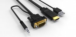 Cablu HDMI cu chip la VGA cu audio și alimentare USB 1.8m
