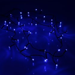 Perdea 100 LED-uri albastre cu jocuri de lumini cablu negru WELL