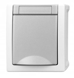 Priză simplă Schrack Visio50 EV211001 aparent cu capac gri IP54 conexiune elastică