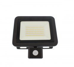 Proiector LED cu senzor, 50W, 4000lm, IP44, 4000K, negru, Well