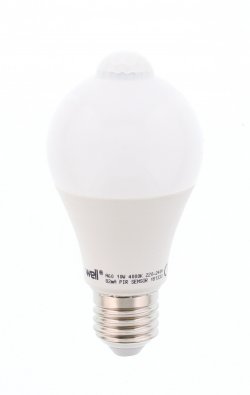 Bec cu LED cu senzor PIR A60 10W lumina naturala Well