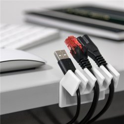 Cleme pentru gestionarea cablurilor cu 5 sloturi Goobay, set 2 bucăți, alb