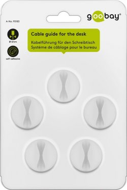 Cleme pentru gestionarea cablurilor cu 1 slot Goobay, set 5 bucăți, alb