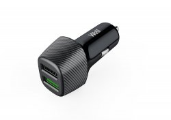 Alimentator USB brichetă auto QuickCharge 2 ieșiri 30W negru Well