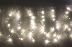 Perdea luminoasă tip turturi 240 LED-uri albe lumină caldă interconectabilă, WELL