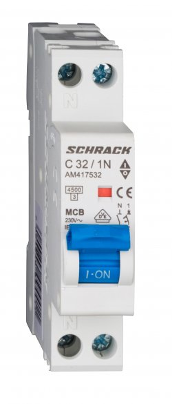 Întrerupător automat Schrack AMPARO AM417510--, 4,5kA, 32A, 1P+N, 1modul