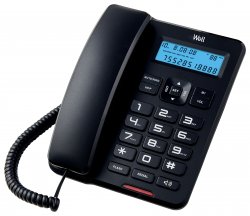 Telefon cu fir de masă cu afișaj negru CD001 Well