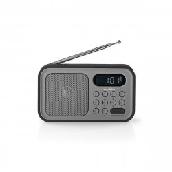 Radio portabil funcție de ceas cu alarmă FM 2.1W negru/gri Nedis