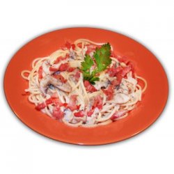 Spaghetti con Prosciutto e Funghi image