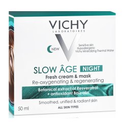 Cremă de noapte și masca de față cu efect răcoritor pentru toate tipurile de ten Slow Age, 50 ml, Vichy