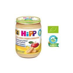 Fructe și cereale măr banană cu primul biscuit al copilului, +4 luni, 190 g, Hipp
