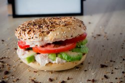 Hummus avocado bagel image