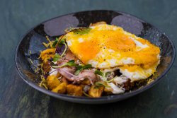 Truffled Eggs with Cheese & French Fries  image