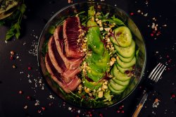 Tuna salad with mix green leafs,green apple&scallions image
